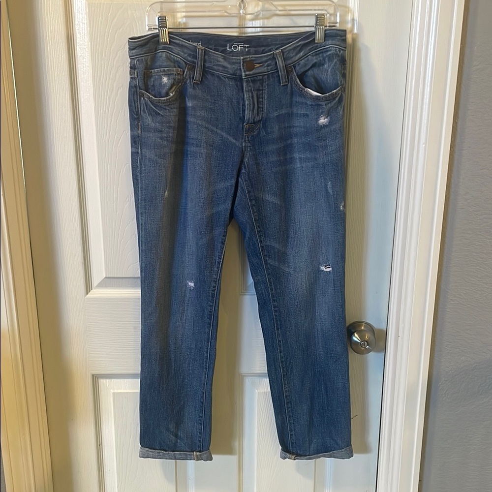 LOFT Women's Classic Boyfriend Blue Ankle Jeans, size 2.